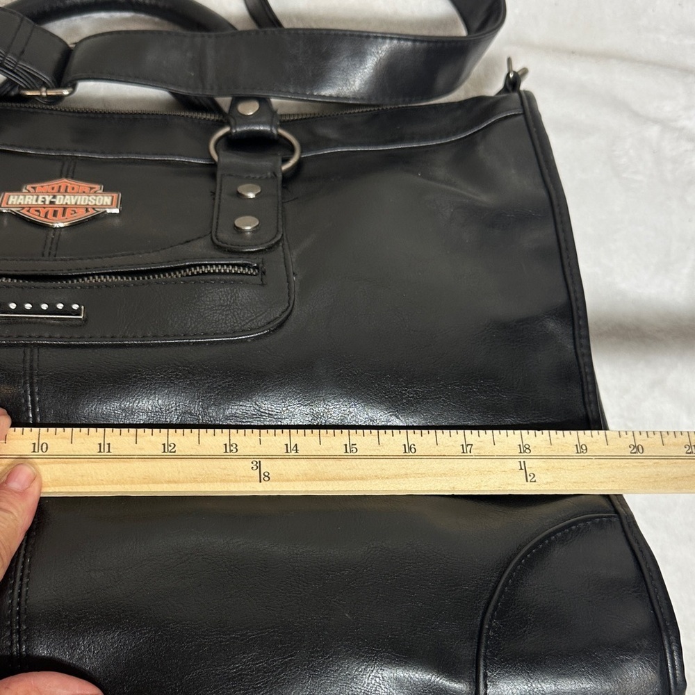 Harley-Davidson-Victoria Secret Black Leather Duffel/Tote Bag - Picture 4 of 16